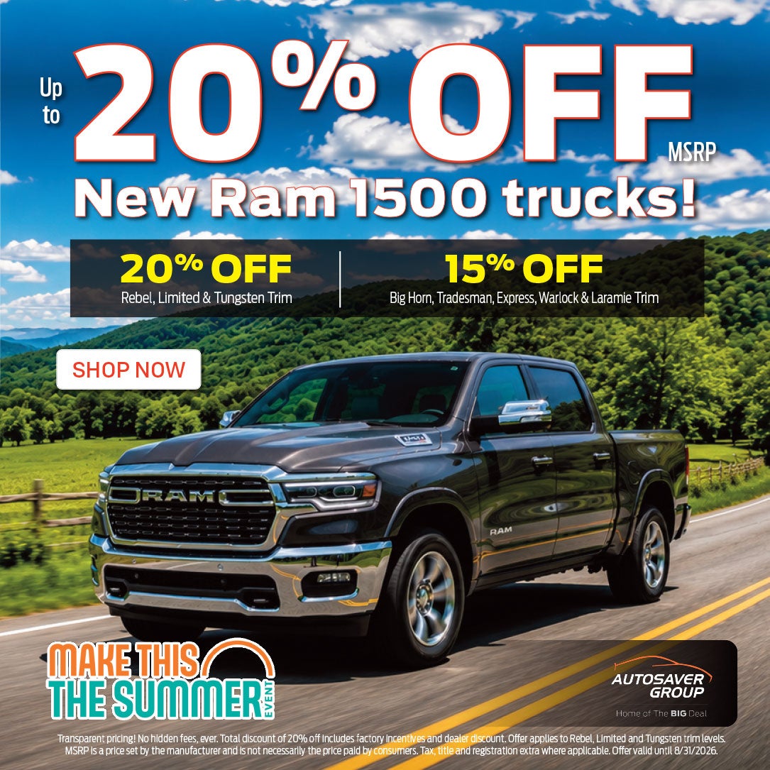 up to 20% OFF MSRP on New 2026 Ram Trucks!